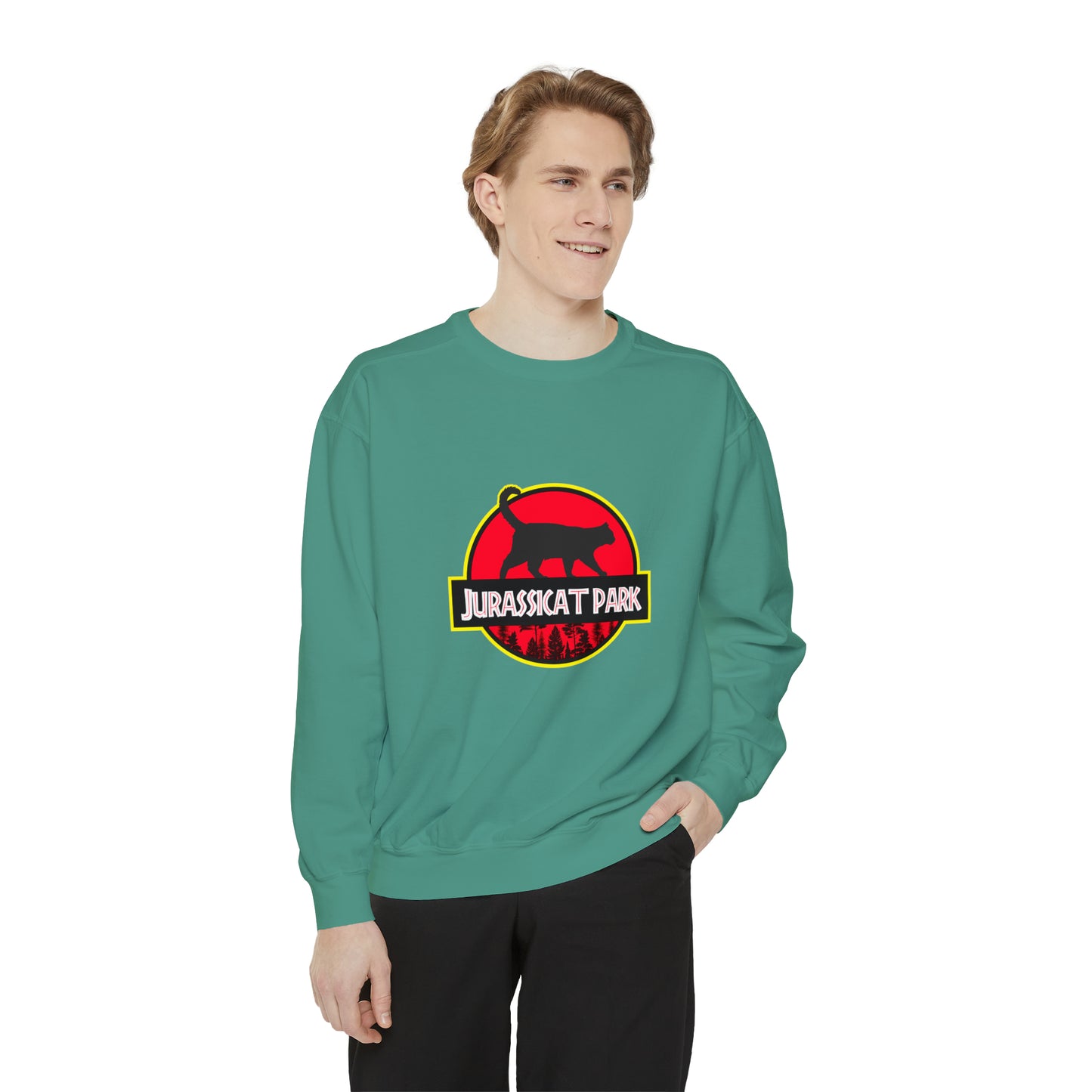 Jurassicat Park - Unisex Garment-Dyed Sweatshirt