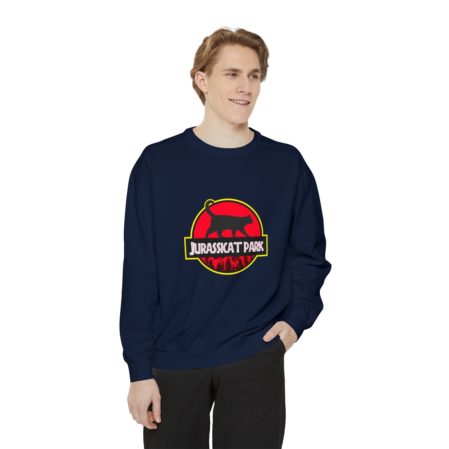 Jurassicat Park - Unisex Garment-Dyed Sweatshirt