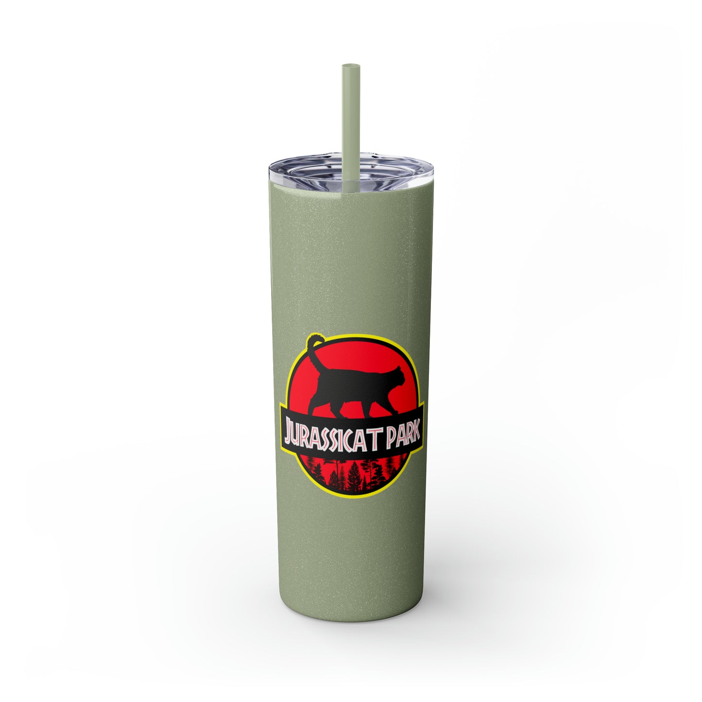 Jurassicat Park - Skinny Tumbler with Straw, 20oz