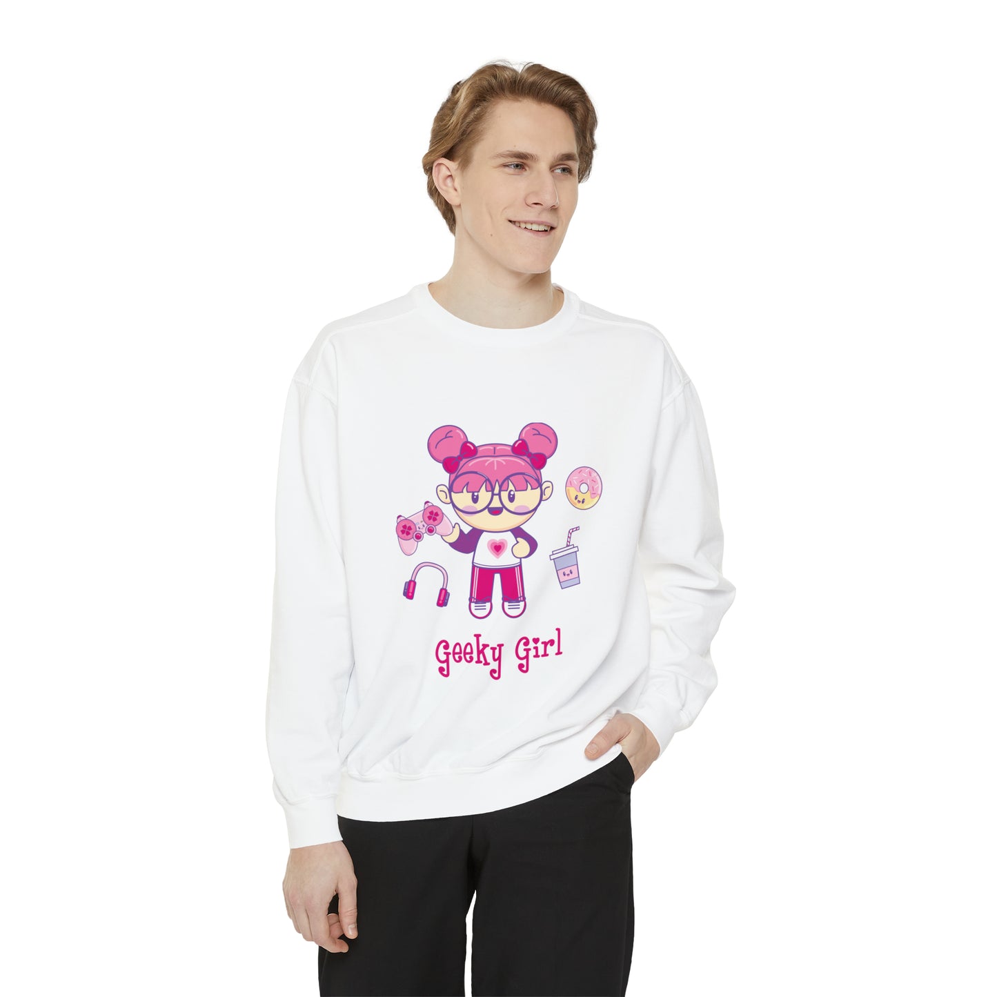 Geek Girl - Unisex Garment-Dyed Sweatshirt