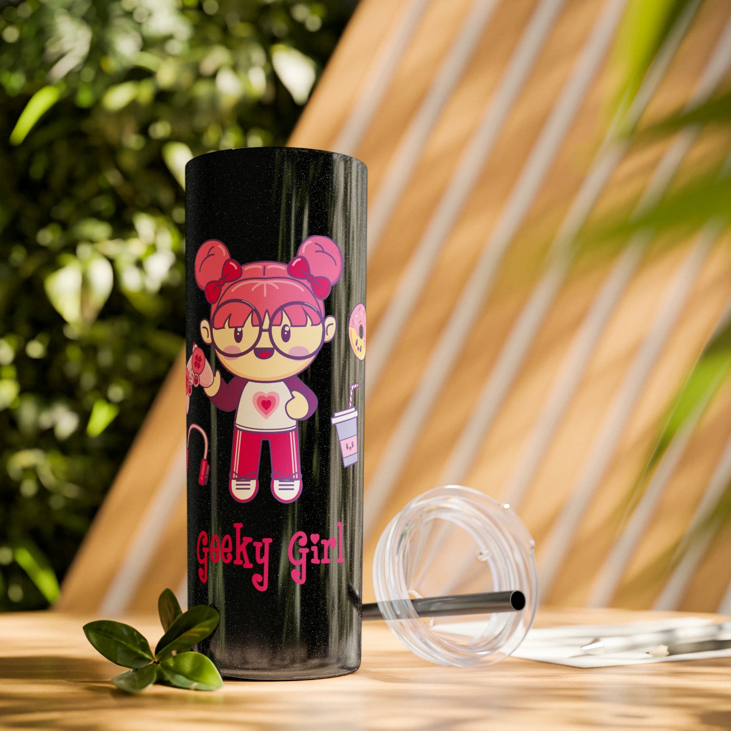 Geek Girl - Skinny Tumbler with Straw, 20oz