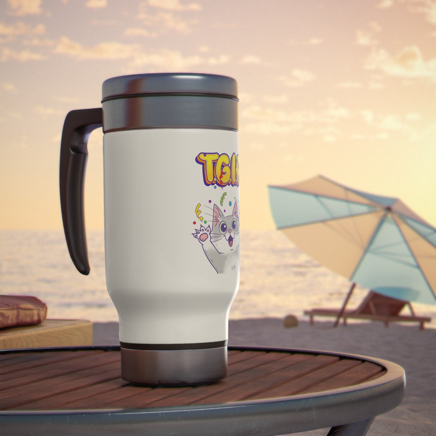 TGIF - Stainless Steel Travel Mug with Handle, 14oz