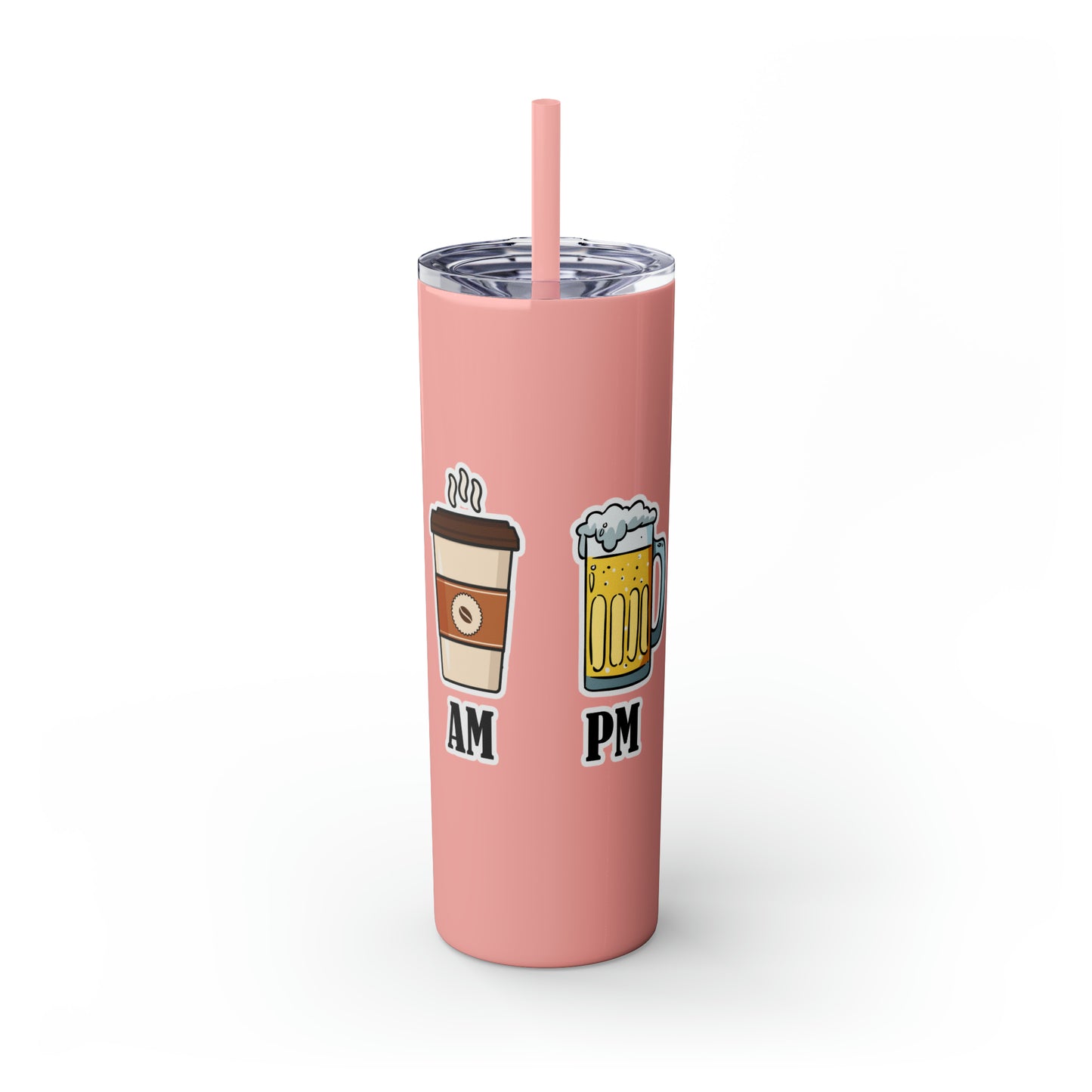 AM/PM - Skinny Tumbler with Straw, 20oz