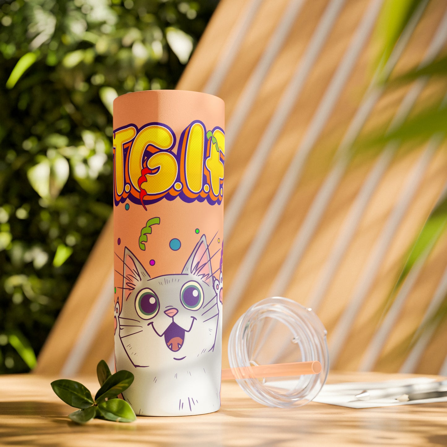 TGIF - Skinny Tumbler with Straw, 20oz