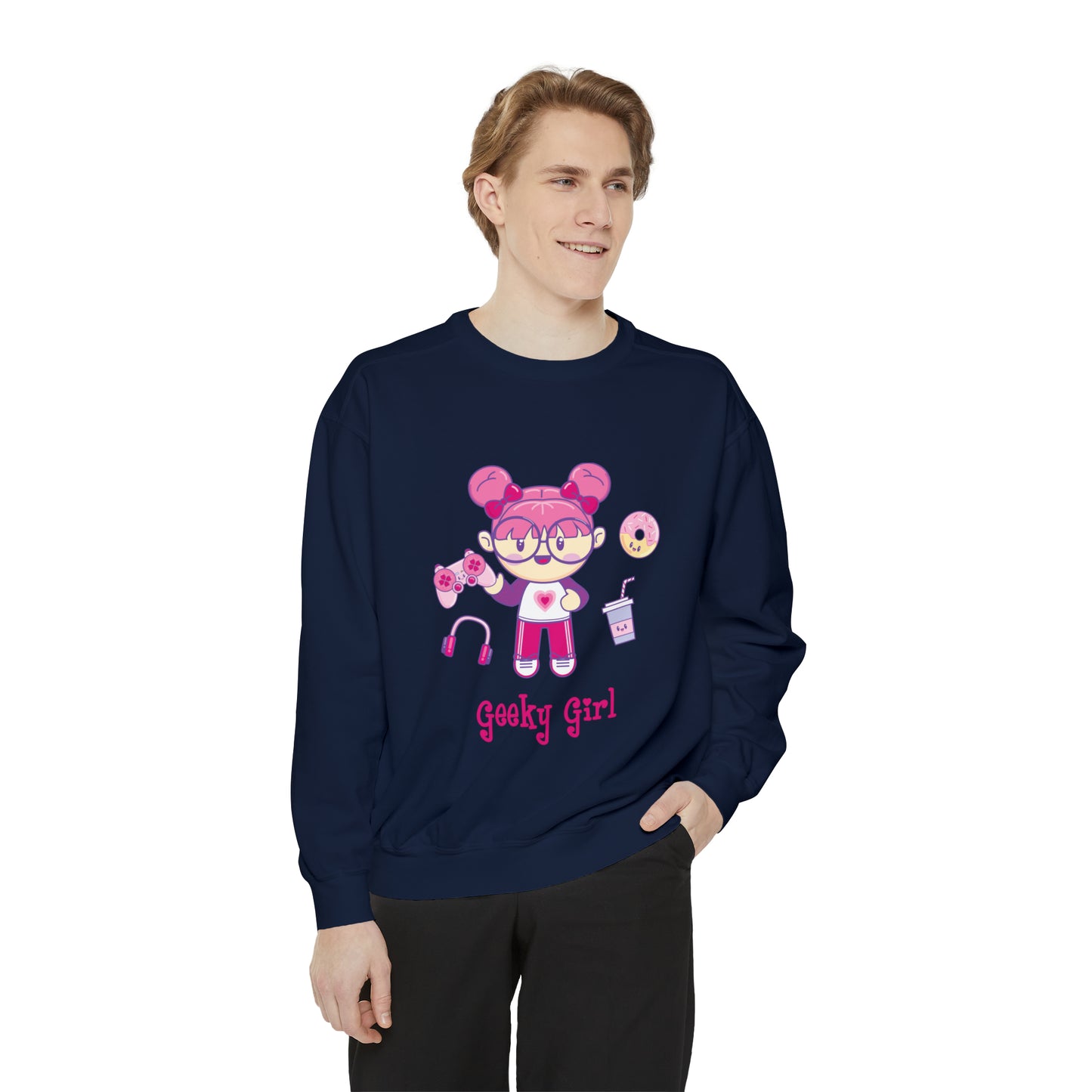 Geek Girl - Unisex Garment-Dyed Sweatshirt