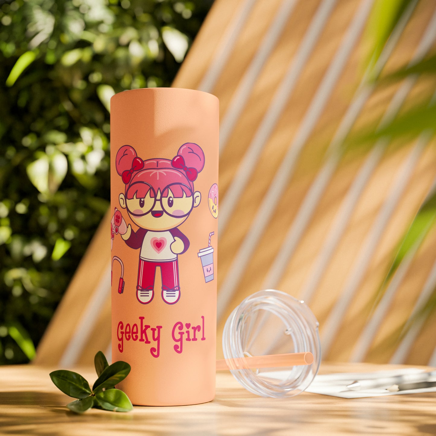 Geek Girl - Skinny Tumbler with Straw, 20oz