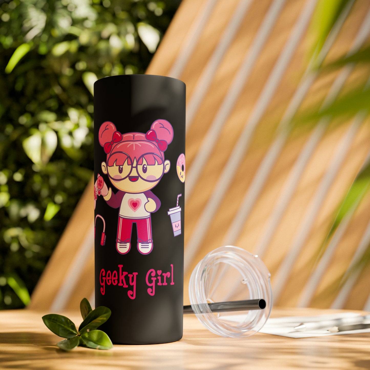 Geek Girl - Skinny Tumbler with Straw, 20oz