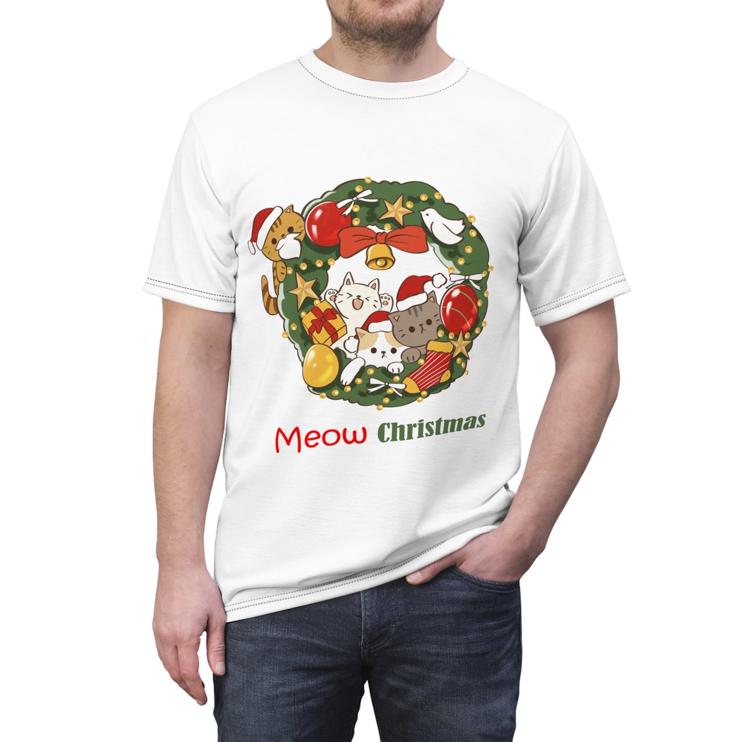 Meow Christmas - Unisex Cut & Sew Tee (AOP)