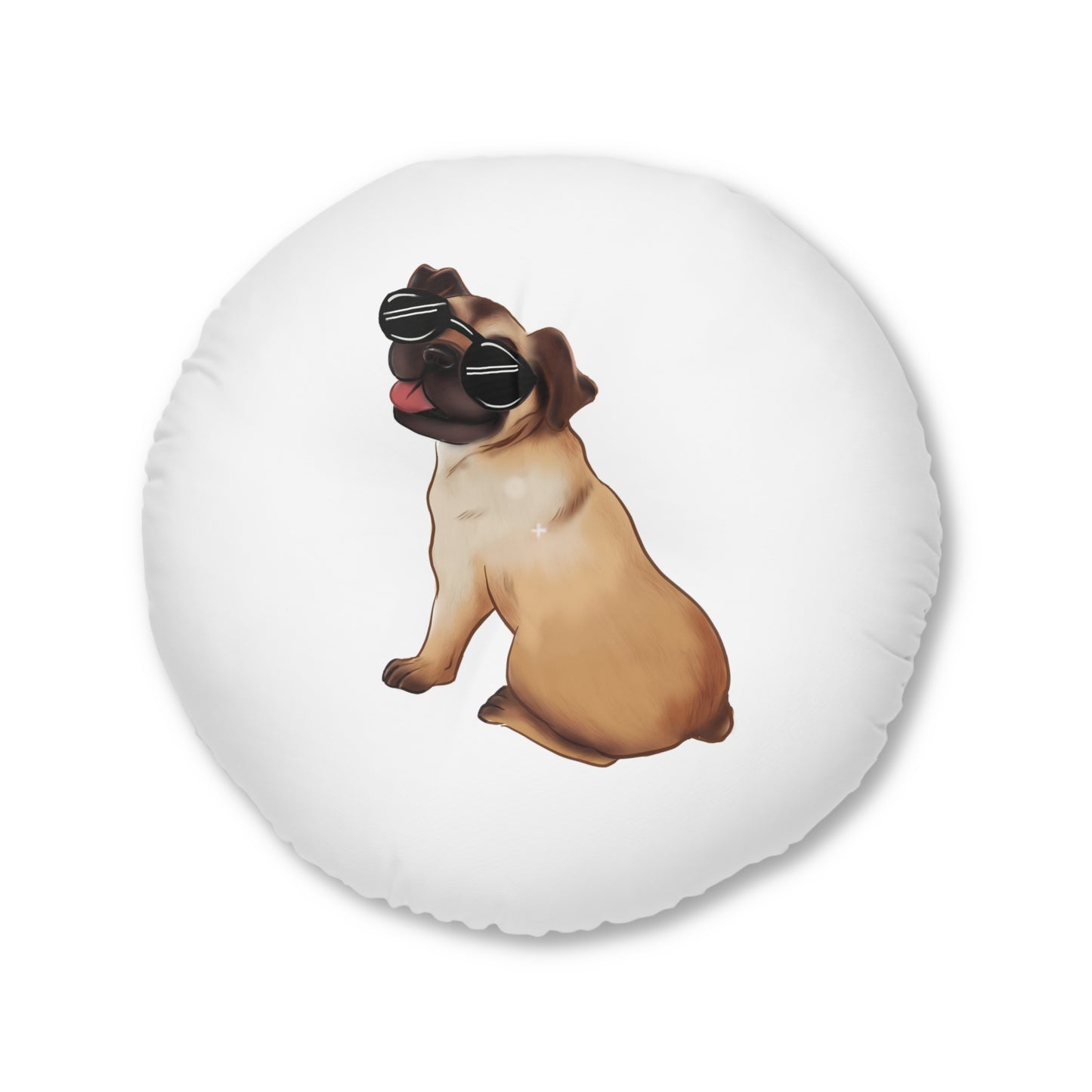 Pug - Tufted Floor Pillow, Round