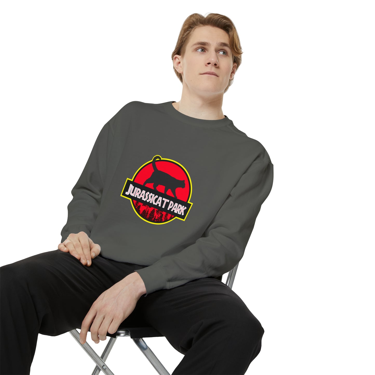 Jurassicat Park - Unisex Garment-Dyed Sweatshirt