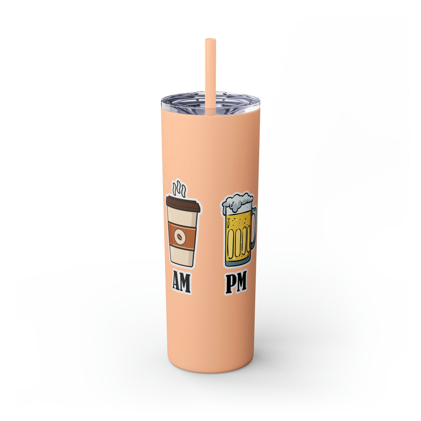 AM/PM - Skinny Tumbler with Straw, 20oz