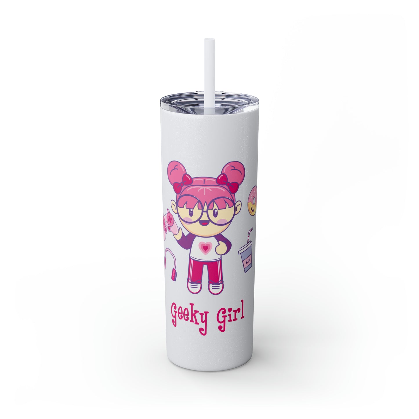 Geek Girl - Skinny Tumbler with Straw, 20oz